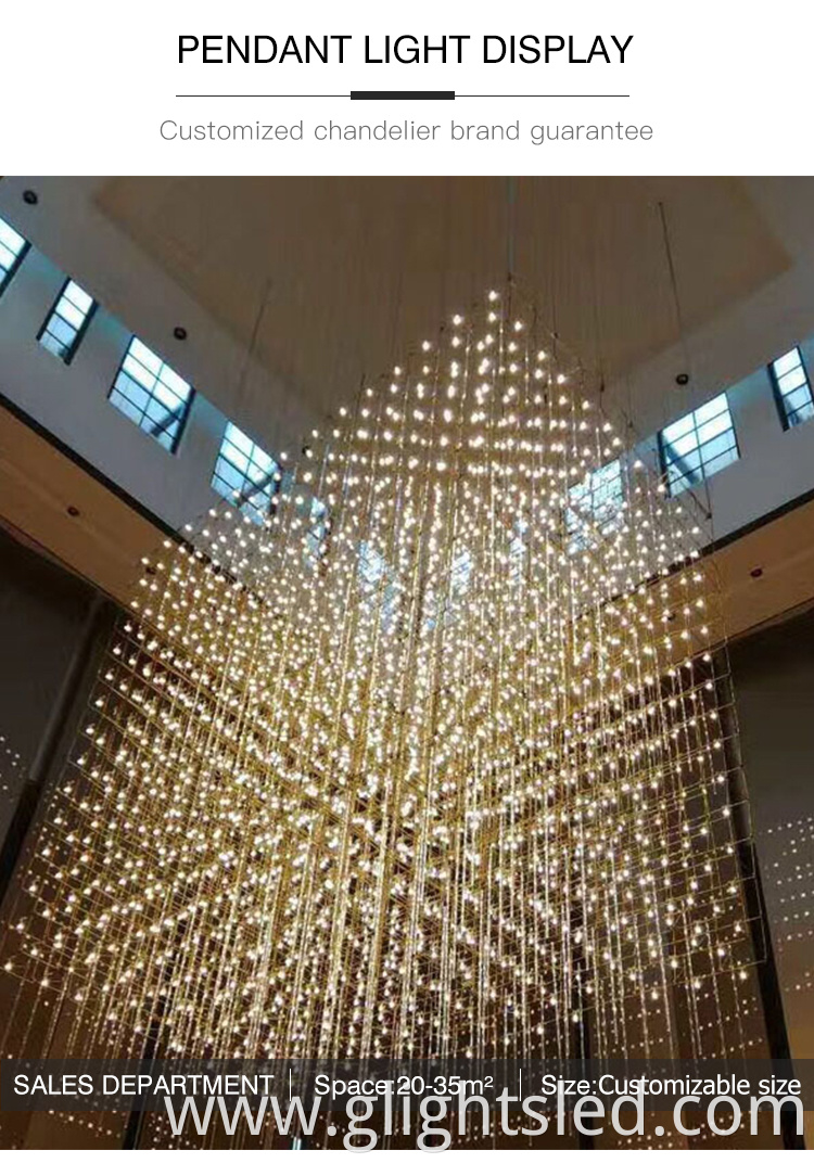 New Design Good Quality Luxury Custom Stainless Steel Modern Hanging Chandelier Pendant Light